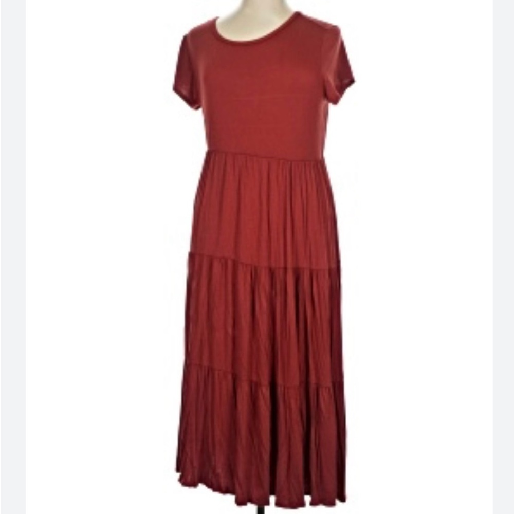 Chic Burgundy Midi Dress - Picture 4 of 6